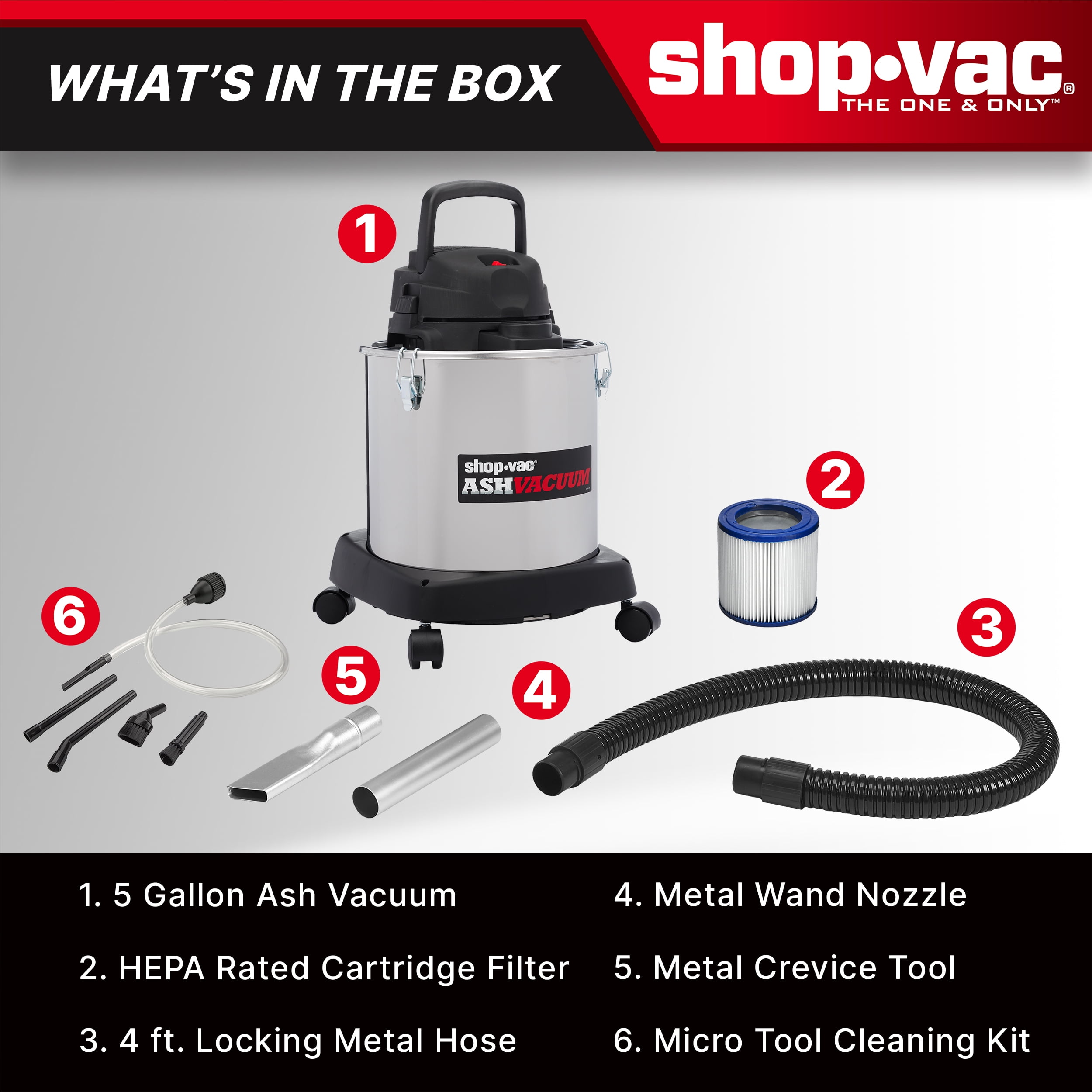 Shop-Vac 5 Gallon 2.0PHP Stainless Steel Ash Vac w/ Dolly