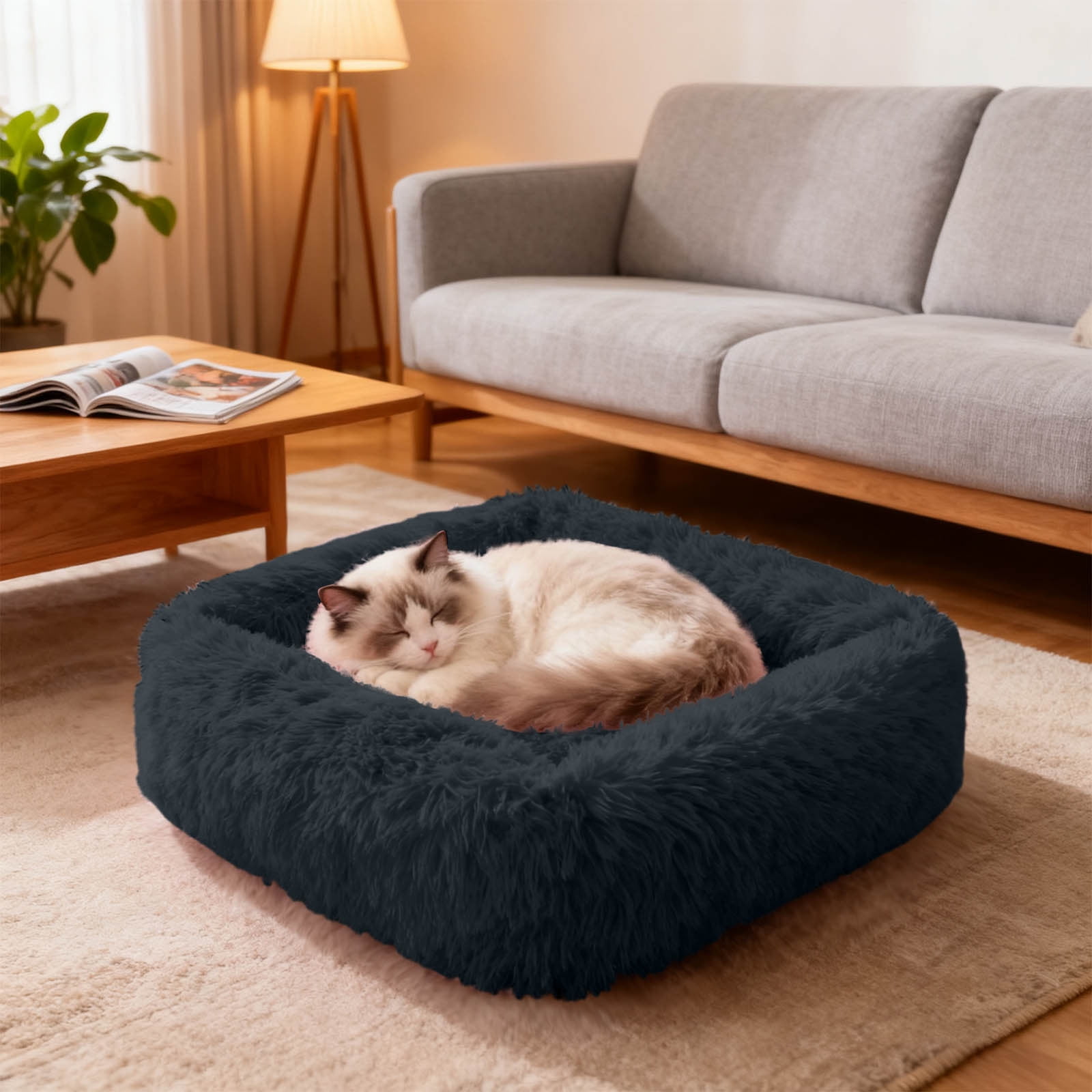 Pet Comfort Haven Cat and Dog Bed Calming Cushion with Self-Warming Indoor Outdoor Sleeping Solution for