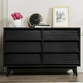 thumbnail image 2 of 6 Drawer Dresser,Vintage Bevel Design Double Dresser,Chest of Drawers for Living Room,Hallway,Black, 2 of 7