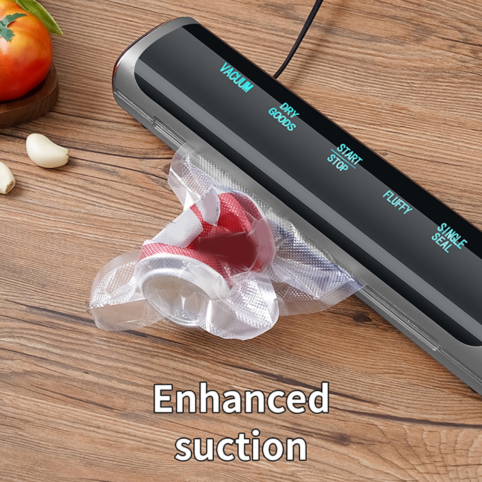 Vacuum Sealer Machine with 10 Bags, Blue, ABS Material, Dry/Moist Modes, Airtight Food Storage, Wide-Sealing, One-Click Operation, Enhanced Suction, 120W Power, 110V Rated Voltage White