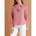 thumbnail image 6 of Allegra K Women's Ruffle Neck Long Sleeve Blouse Shirts, 6 of 7