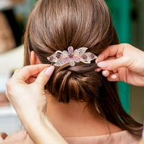 OUNONA Rhinestone Hair Clip for Women Girls Pretty Flower Clips for Decoration Pink 1PCS