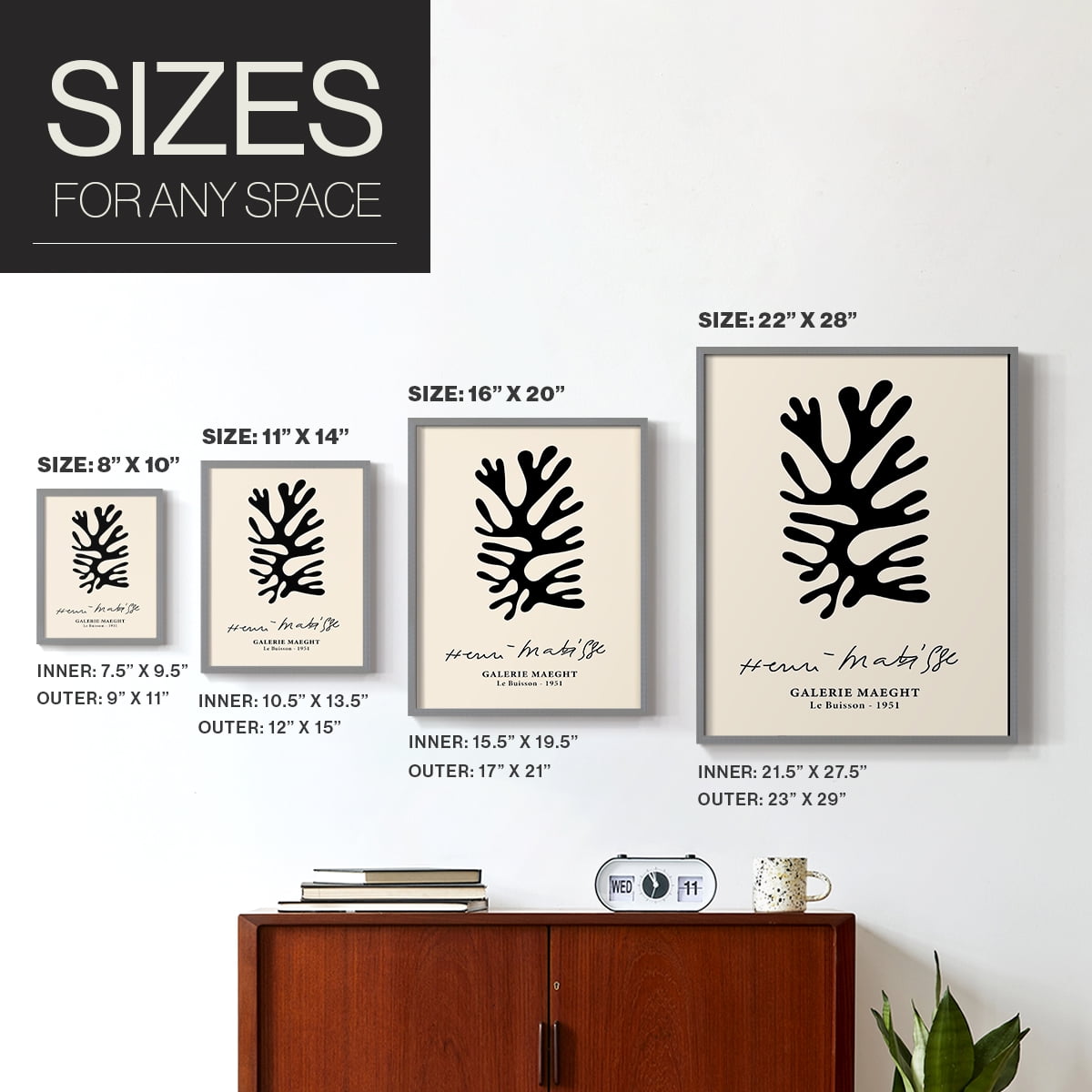 Matisse CXLIX Framed Print in Gray Solid Wood 22 x 28 Framed Print