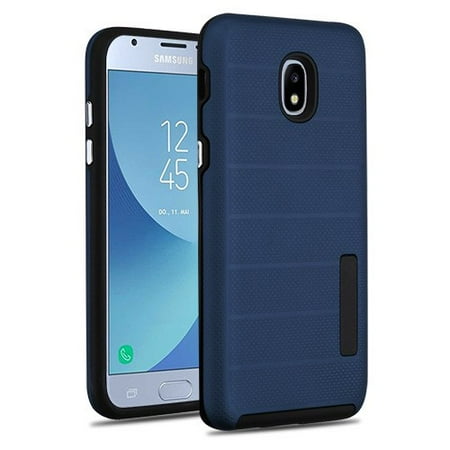 Express Cake - Phone Case For Samsung Galaxy J3 2018, J337, J3 V 3rd Gen, J3 Star, J3 Achieve, Express Prime 3 - Phone Case Shockproof Hybrid Rubber Rugged Case Cover Slim Dots Textured Ink Blue