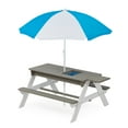 thumbnail image 4 of Kids Folding Picnic Table, SHINPT Wooden Picnic Table with Umbrella, 3 in 1 Sand & Water Table for Kids, Kids Outdoor Wooden Picnic Table with 2 Trays, Picnic Set for Backyard, Garden, Beach, 4 of 8