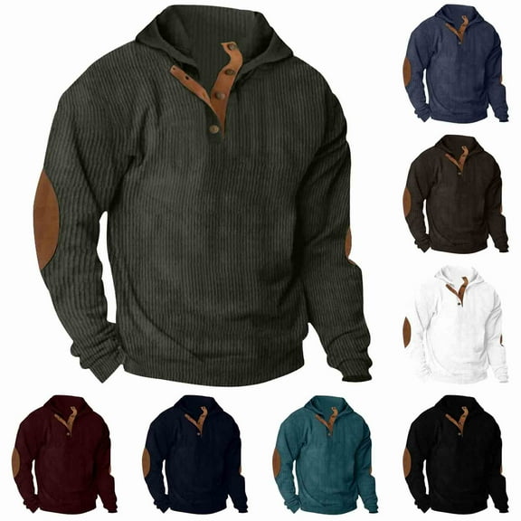 Namayuj Mens Corduroy Hoodies Casual Color Block Hooded Sweatshirt Retro Oversized Sweater Tops Workout Long Sleeve Hoodie