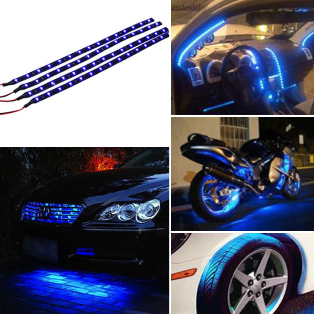 8X Blue 15 LED 30CM Car Grill Flexible Waterproof Light Strip SMD 12V Sales