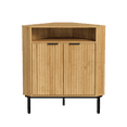 thumbnail image 5 of Joyyskill Fluted Corner Cabinet with Storage, Modern Floor Cabinets with Adjustable Shelf & Metal Legs Wooden Narrow Cabinet Organizer, Natural Oak, 5 of 7