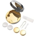 thumbnail image 4 of Mini Stylish Simple Contact Lens Travel Case,Container Kit Set Contacts Lens Hard Case Travel & Home Kit Mirror with Bottle with Tweezers Container Holder (Gold), 4 of 5