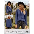 thumbnail image 7 of Hibeli Women Button Up Ruffle Trim V Neck Puff Long Sleeve Solid Color Tops, 7 of 7
