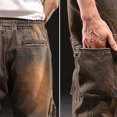 thumbnail image 2 of Ruiatoo Men's Denim Work Cargo Pants Outdoor Loose Hip Hop Big & Tall Jeans with Cargo Pockets Retro(5112,Size 3XL), 2 of 5