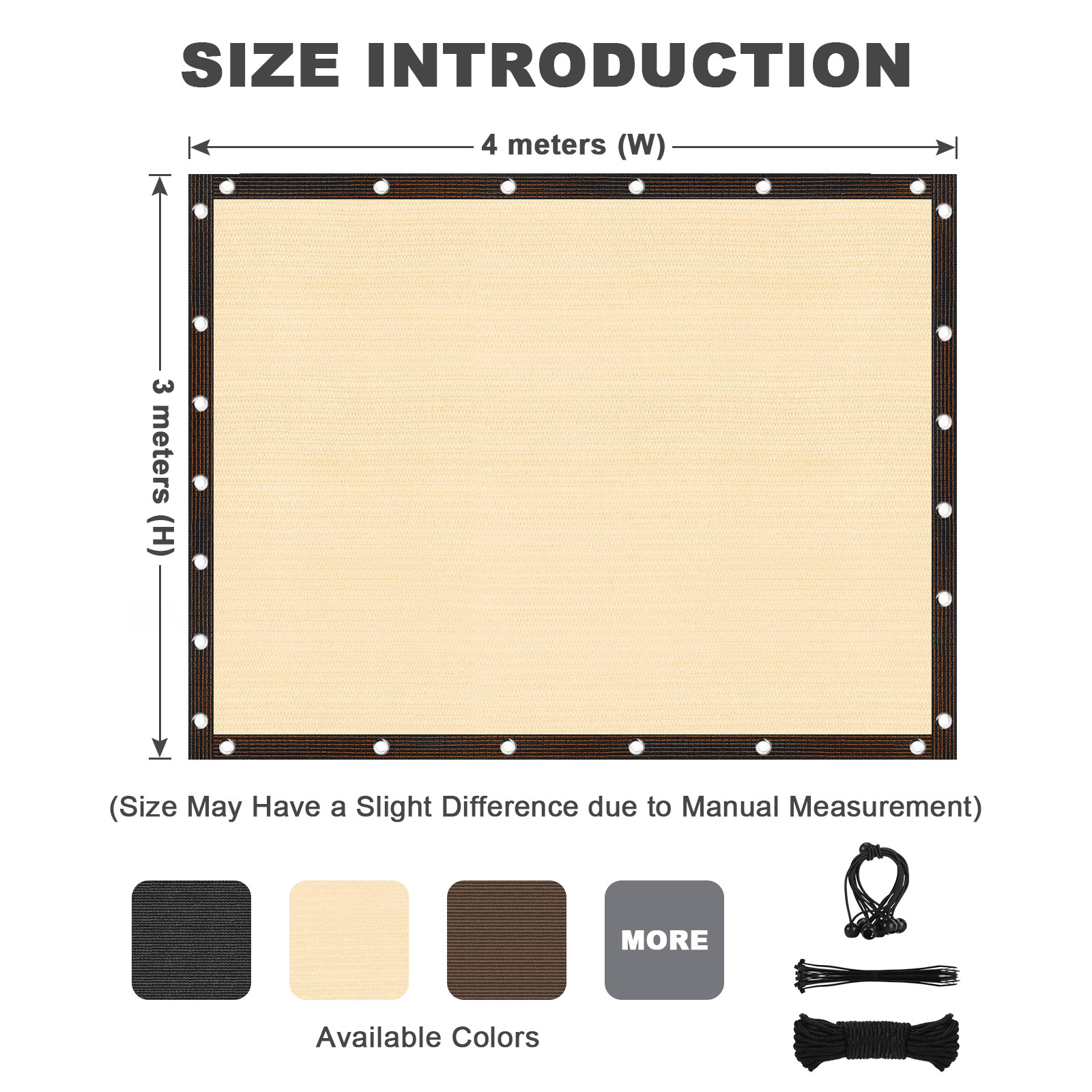 90% Shade Cloth, Durable Mesh Tarp Garden Shade with Grommets, Outdoor Sun Shade Net for Plant Pergola Patio (13.12x9.84FT,Beige)