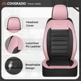 thumbnail image 7 of Coverado Luxury Leather Car Seat Covers Full Set 5 Seats, Automotive Front and Rear Mesh Seat Covers for SUV Sedan Truck, Pink & Black, 7 of 7