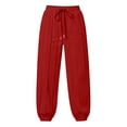 thumbnail image 5 of ZHYou No Boundarie Sweatpants for Women Fleece Multi Vertical Seam Drawstring High Waist Loose Cuffed Leg Joggers with Side Pockets,Red,Size L, 5 of 6