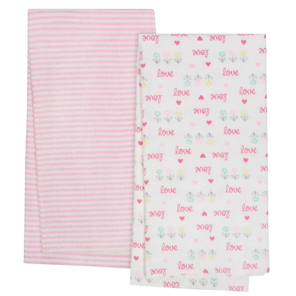 Gerber Baby Girl Organic Flannel Blankets, 4pack