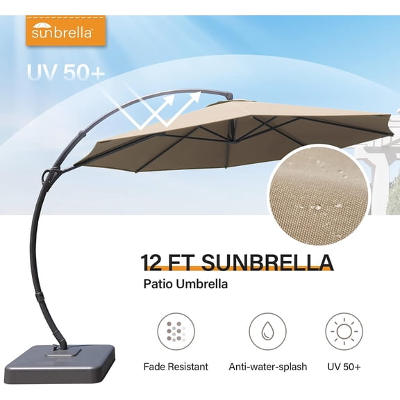 LEDMOMO Outdoor Sun Umbrella with Aluminum Frame and Wind Resistant Structure