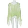 thumbnail image 6 of Women Sheer Poncho Top Light-Weight Knit Crochet Shrug Mesh Batwing Sleeve Sweater Cover Up Green S, 6 of 9