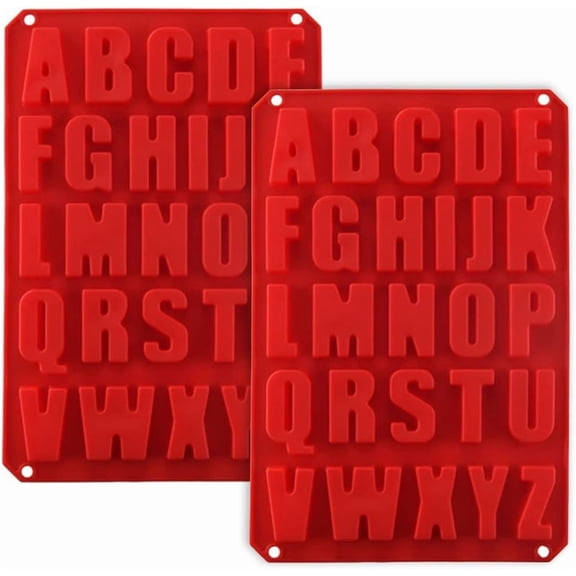 ABCISI 2pcs Silicone Letter Cake Mold BPA Free, Non-Stick Chocolate Mold Soft and Easy to Release, Decorating Silicone Red Mold Cake Baking Utensils Good Toughness DIY Ice Tray Kitchen Cake Pans