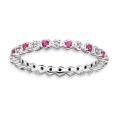 thumbnail image 1 of 925 Sterling Silver Created Ruby Diamond Stackable Ring Birthstone July Gemstone, 1 of 8