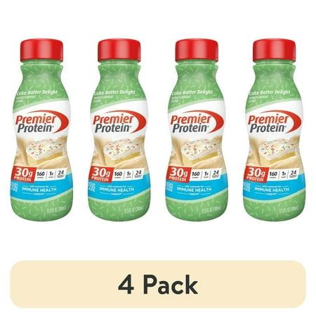 (4 pack) Premier Protein Shake, Cake Batter Delight, 30g Protein, 11.5 Fl Oz, 1 Ct