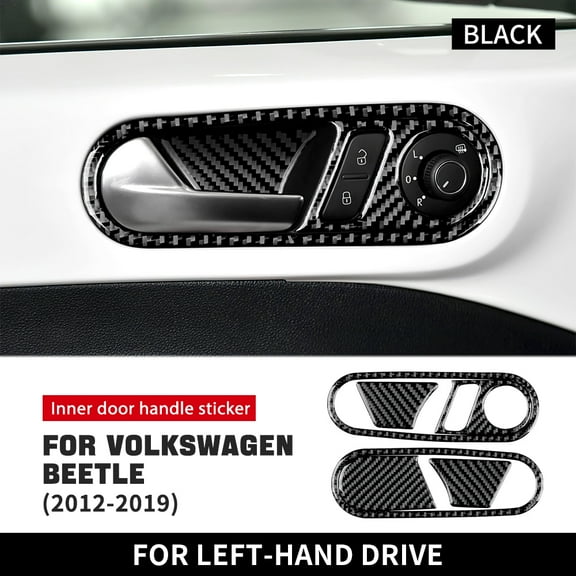Real Soft Carbon Fiber For Volkswagen Beetle 2012 2013 2014 2015 2016 2018 2019 Inner Door Handle Sticker LHD RHD Accessories.