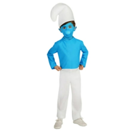 Rubies The Smurfs Kids Smurf Costume Jumpsuit Hat Blue Face Makeup