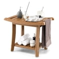 thumbnail image 1 of Gymax 2-tier Shower Bench Waterproof Spa Bath Shower Stool Heavy Duty w/ Shelf Brown, 1 of 10