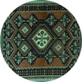 thumbnail image 1 of Ahgly Company Machine Washable Indoor Round Persian Turquoise Blue Traditional Area Rugs, 5' Round, 1 of 4