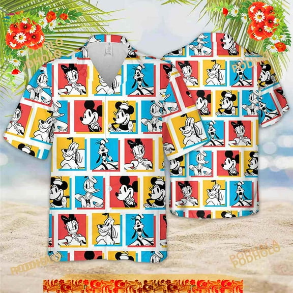 Retro Disney Characters Funny Hawaiian Shirt