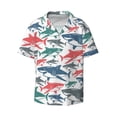 thumbnail image 3 of Goofa Colorful Shark Printed Men's Casual Short-sleeved Shirt,Lightweight Breathable Button-down,Summer Casual men's top,Versatile Fashion shirt-X-Large, 3 of 7