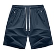 thumbnail image 2 of Nestiefly Men's Linerless Workout Elastic Waist Drawstring Shorts Quick Dry for Running Sports Athletic Gym with Zipper Pockets Dark Blue L, 2 of 6