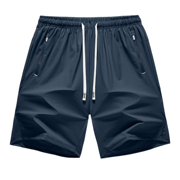 Hogleaql 9 Inch Men Swim Shorts Cozy Elastic Waist Quick Dry Shorts Drawstring Summer Loose Vacation Fashion Shorts with Zipper Pockets Dark Blue S