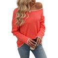 thumbnail image 1 of Chandails d'Automne pour Femmes 2025 Décontractés à Col Rond Contrasté à Manches Longues en Tricot Pulls Hauts Rouge TG, 1 of 10