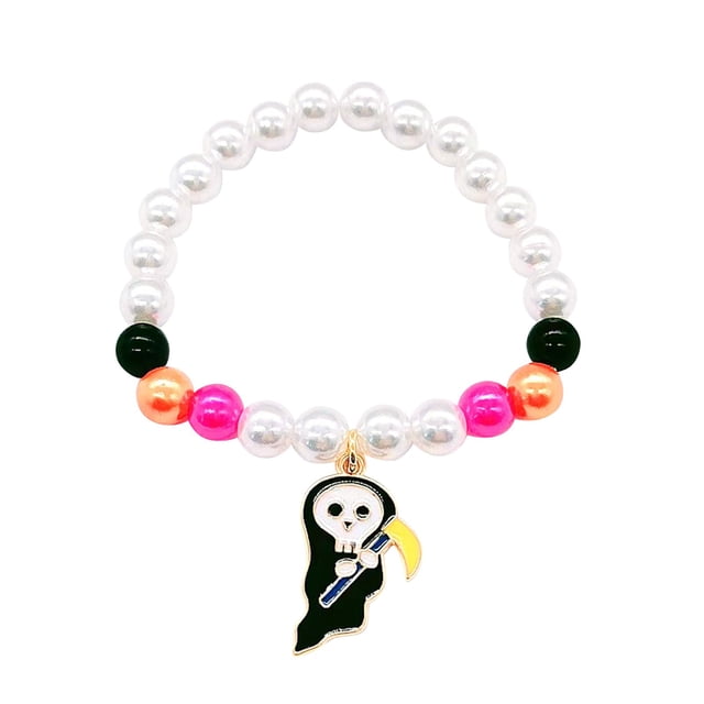 Birdeem Bracelet Orange Citrouille Décoré à la Main pour Halloween