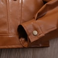 thumbnail image 5 of Kids Toddler Girls Cropped  Motorcycle Jackets PU Faux Leather Coat Turn-Down Collar Long Sleeve Crop Tops Outerwear Coats, 5 of 7