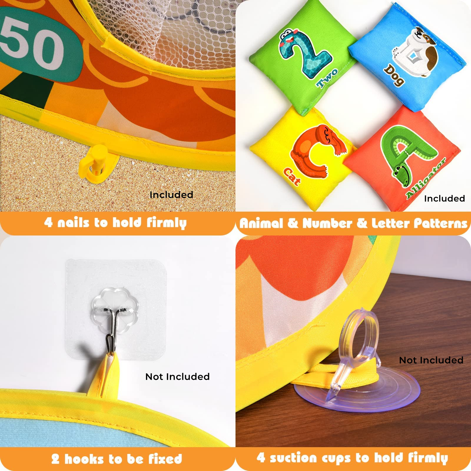 Happiwiz 3-in-1 Bean Bag Toss & Dart Board Game Set photo 3