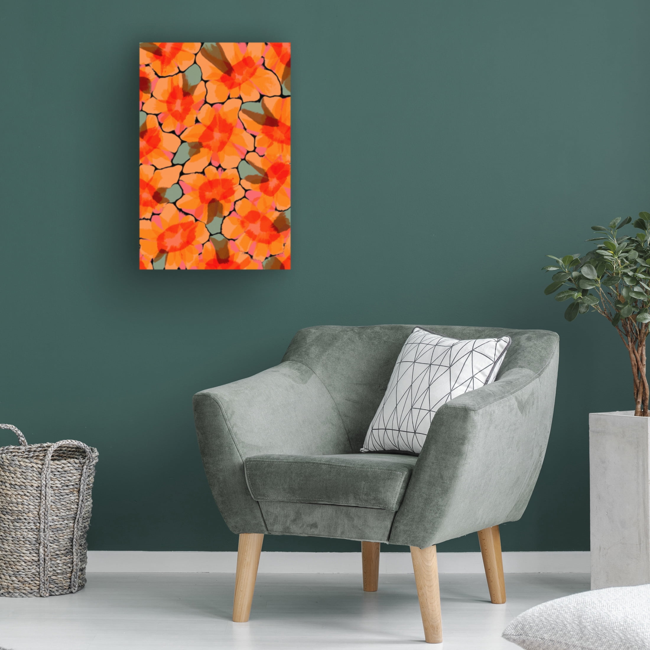 Canvas Wall Art - Treechild 'Orange Big Flowers' Wall Art for Living Room, Bedroom, or Office D?cor by Trademark Fine Art - 16 x 24 Inches