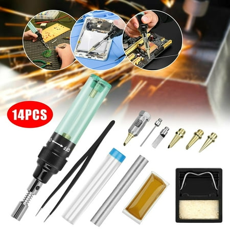 

GUSTVE 14Pcs Soldering Iron Adjustable Temperature Gas Soldering Iron Kit 8ML Precision Gas Welding Pen Electronic Welding Tool Kit for Electrician