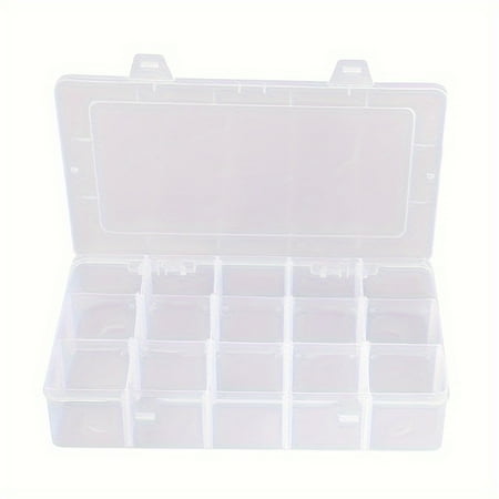 1pc Plastic Storage Box With Adjustable Dividers Clear Organizer Container For Fishing Tackle Beads Snacks Multipurpose Transparent Sorting Box With 15 Compartments