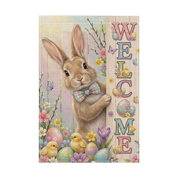 Yhmxh Happy Easter Garden Flag, Easter Egg Bunny Garden Flag Easter Garden Flags 12x18 Inch Double SidedFarmhouse Garden Flags Easter Yard Flag Easter Decorations Outdoor Decor