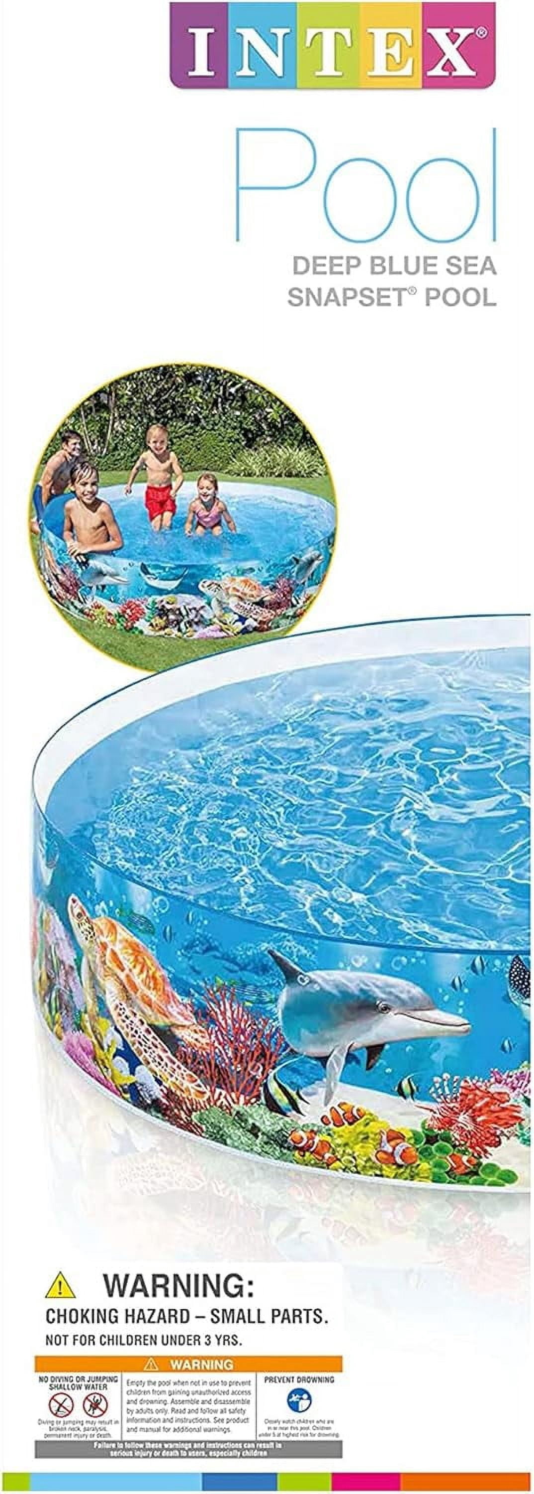 Deep-sea blue 8-foot x 18-inch instant circular plastic ground children's swimming pool