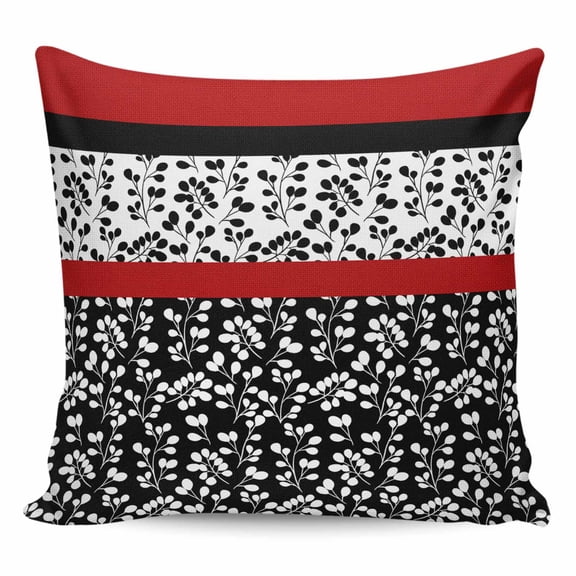 Throw Pillow Covers 26x26 Inch, Black Red Decorative Pillow Cases for Couch Sofa Bed, Garden Floral Stripe Aesthetic Flower Boho Cotton Linen Square Home Decor Pillowcases with Hidden Zipper