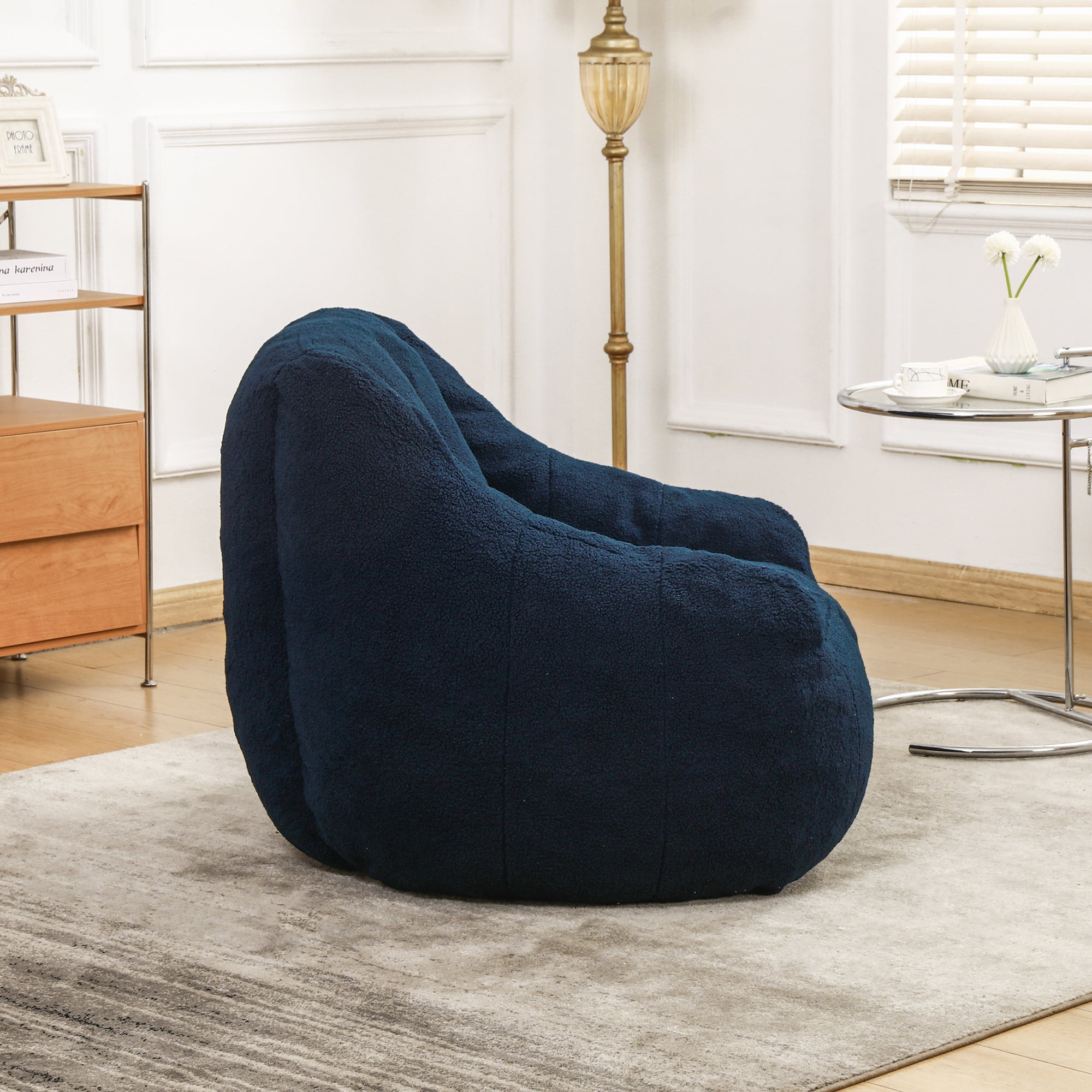 Jopath Bean Bag Chair for Adults and Kids,Oversized Bean Bag Sofa with Tufted Soft Stuffed Filling and High-Density Foam,Lazy Sofa Floor Sofa for Living Room Bedroom,Dark Blue