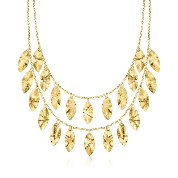 Ross-Simons Italian 18kt Gold Over Sterling Leaf Bib Necklace, Women's, Adult