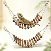Reptile Bridge, Bamboo Climbing Ladder Lounger for Gecko Tank Accessories, 2 Pack Habitat Decor for Lizards, Chameleons, Frogs and Hermit Crabs