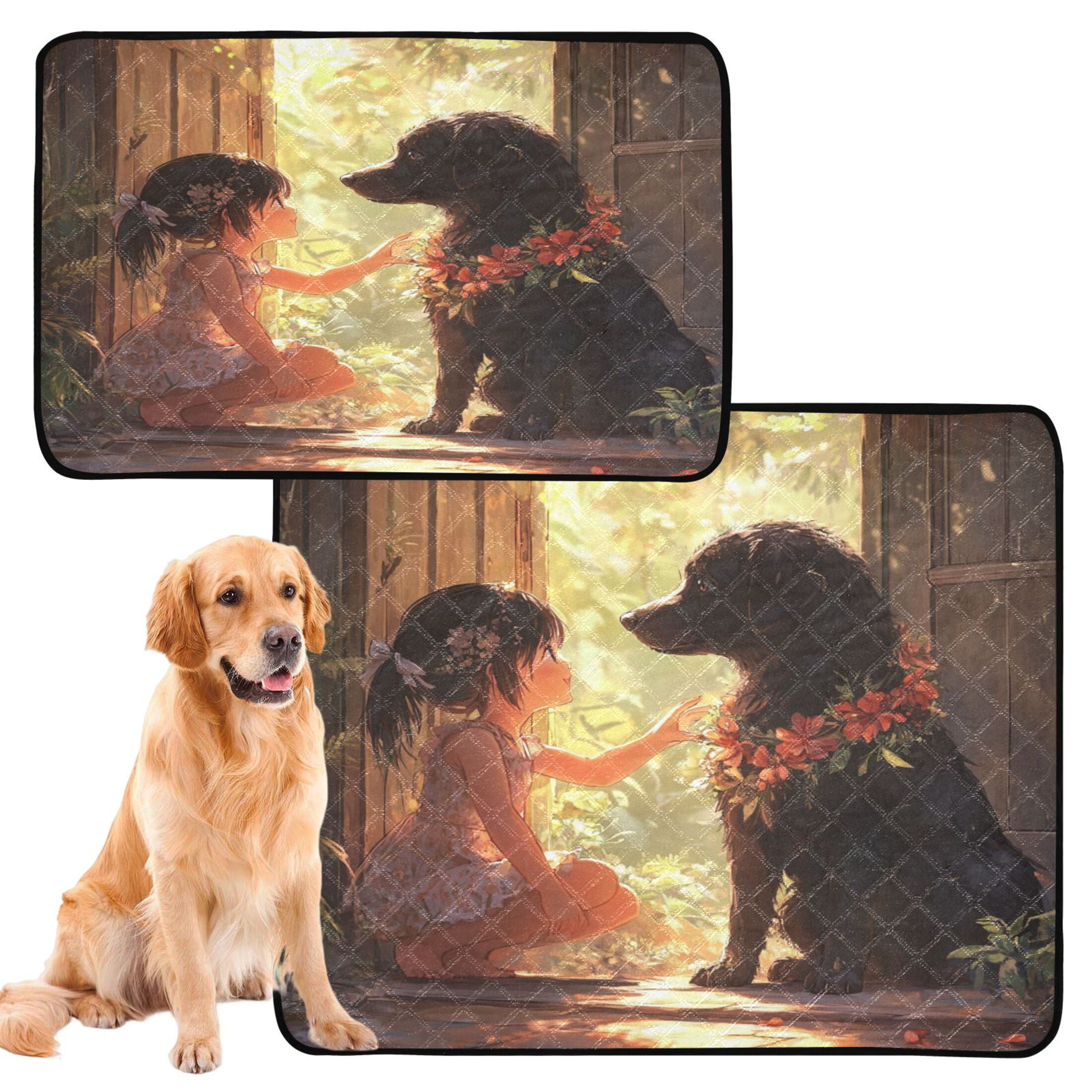 Qxltty Black Dog with Lass Cat litter Pads Pet Set of 3 Diaper Mats Center Anti-leakage Layer Absorbent Soft and Comfortable