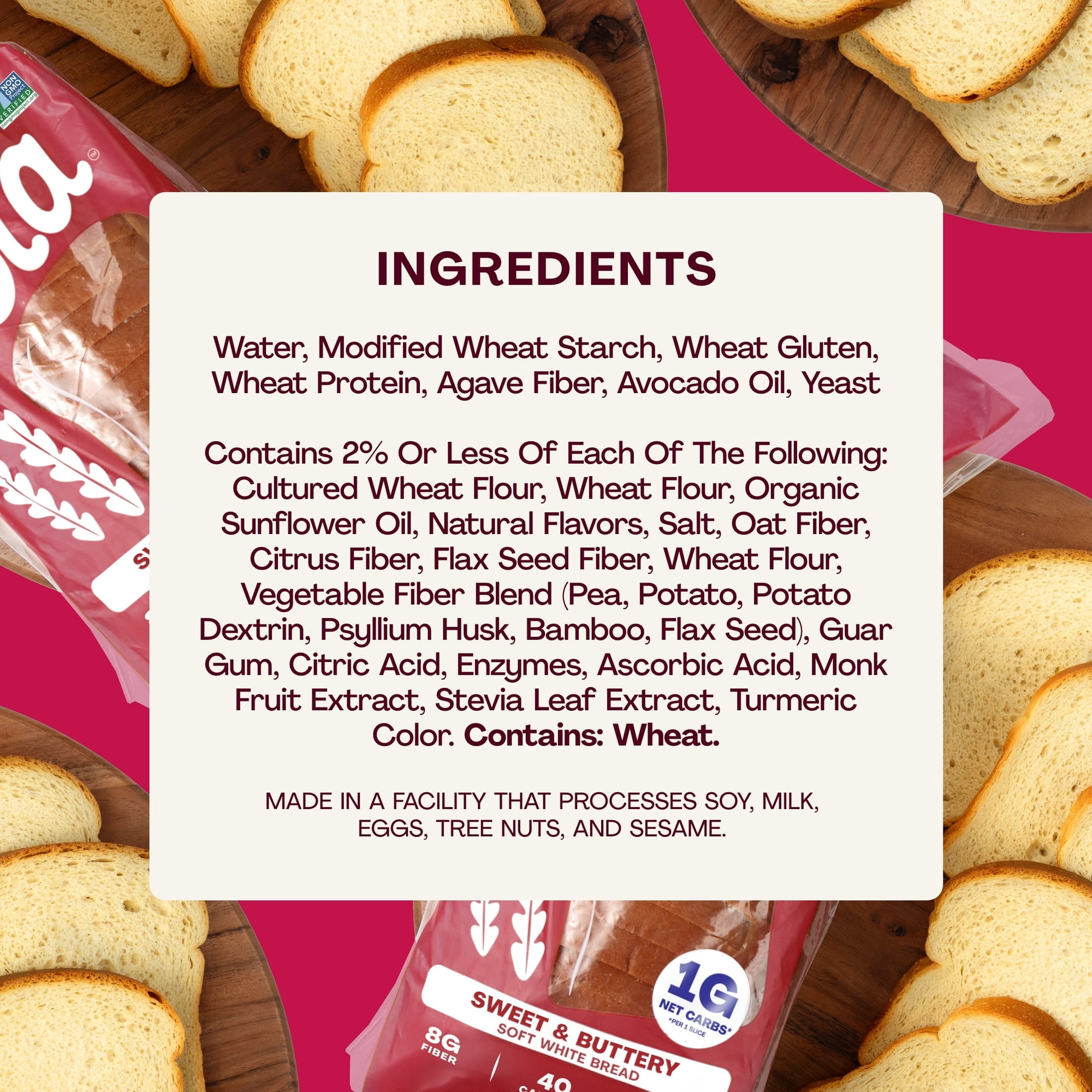Sola Sweet & Buttery Sliced Bread, Soft White Bread, Non-GMO, 14 oz, Regular, Shelf-Stable