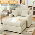 thumbnail image 4 of Gelloan Chaise Lounge Chair Indoor, 42" Sleeper Chair with 2 Throw Pillows and Armrests, Chaise Couch Chair for Living Room, Bedroom, Apartment,Beige,Corduroy, 4 of 8
