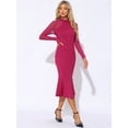 thumbnail image 3 of DARING DIVA Women's Sheer Mesh Mock Neck Elegant Mermaid Dresses S Rose Red, 3 of 6