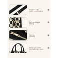 thumbnail image 5 of Women's Checkered Crossbody Bag, Canvas Work Tote Bag - Checkered Women's Bag, Black and White Top-handle Bag with Shoulder Strap, 5 of 7